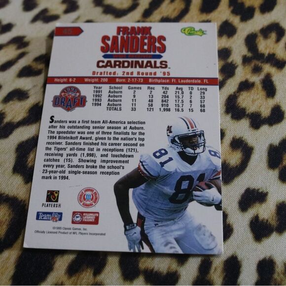Frank Sanders #45 Football Card - Picture 2 of 2